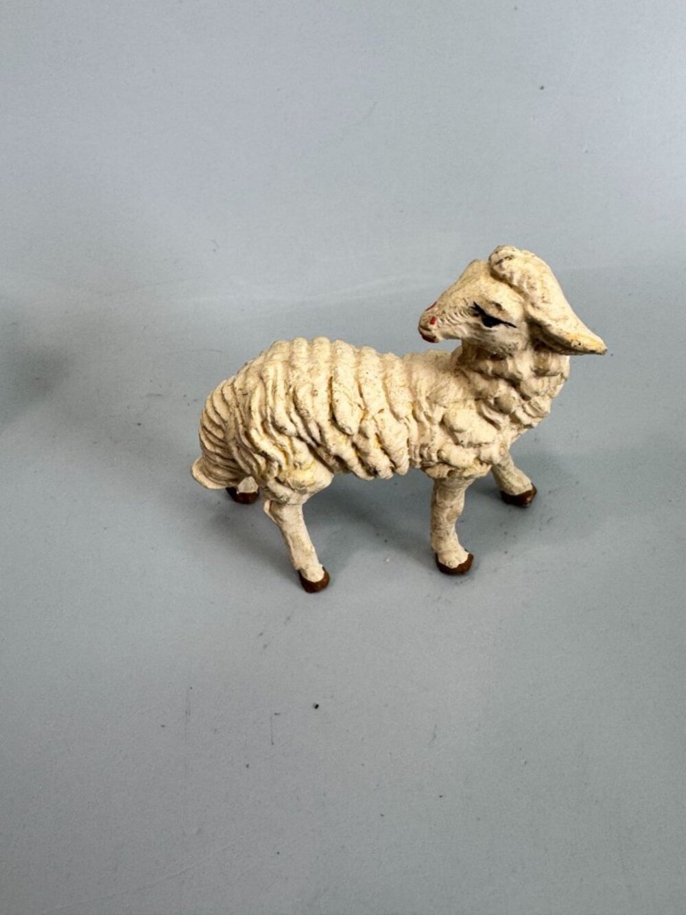 Vintage Italy Paper Mache Shepherd w Sheep Nativity Figure 8" Scale - Picture 9 of 11